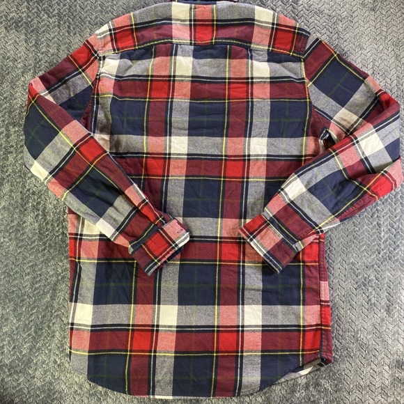 American Eagle Flannel Shirt Mens LT Red Blue Tartan Soft Camp Hike NWT - Picture 9 of 12